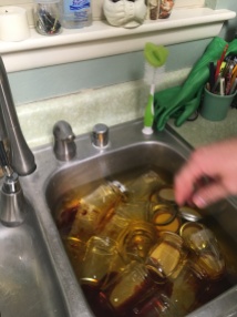 This is how we sterilize the jars early in the evening.